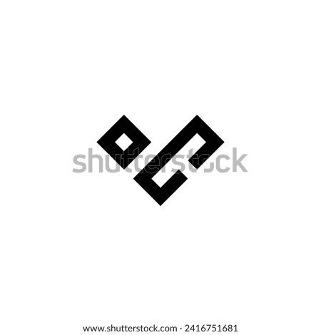 Letter o, C and T heart, square geometric symbol simple logo vector