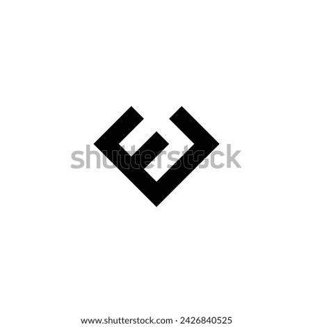 letter E heart, square geometric symbol simple logo vector