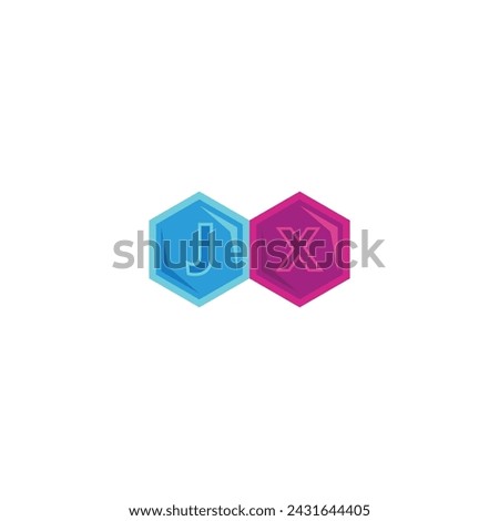 Letter J X hexagon, colors geometric symbol simple logo vector