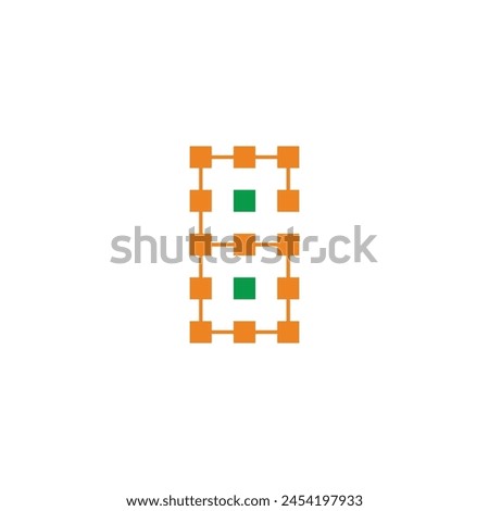 number 6 squares connected simple vector logo symbol