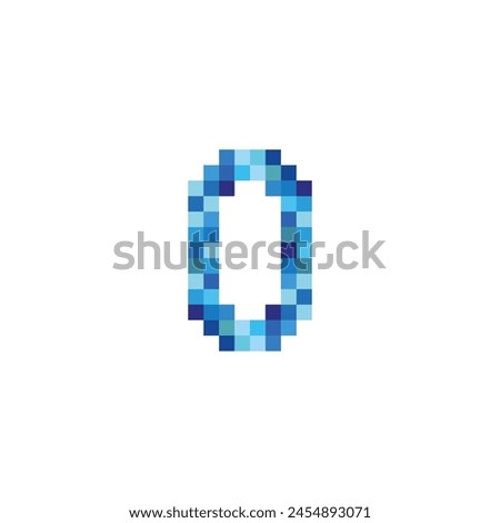 number 0 pixels, blue simple symbol logo vector