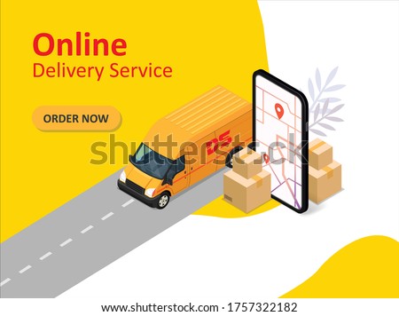 Online delivery service. Transportation and logistic digital shopping ad concept. Suitable for web landing page, ui, mobile app, banner template. Vector Illustration