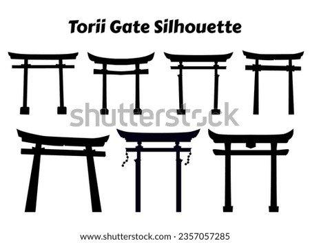 Torii Gate Silhouette. Japan Gate. Set of Torii gate silhouette. Torii gates.