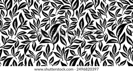 tea leaves pattern background. green leaves vector pattern background. Green tea leaf seamless pattern. seamless patterns with green leaves of tea. 