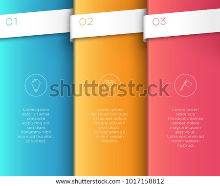 Vector 3D Colorful Vertical Text Banner Steps 1 to 3