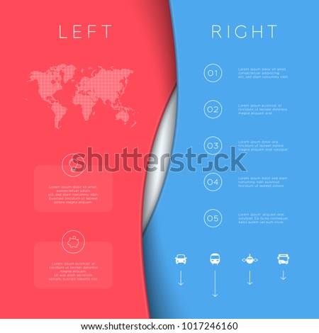 Left Right Red Blue Background Template 3d Vector