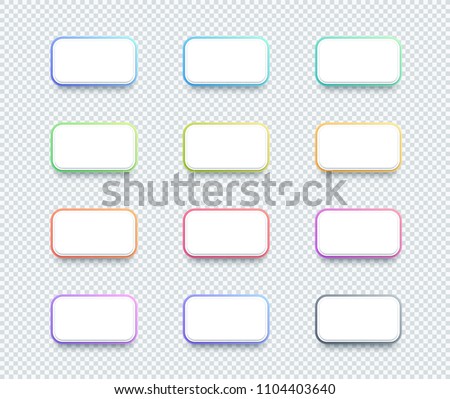 Vector 3d Box White Text Box Banner Elements Set of 12