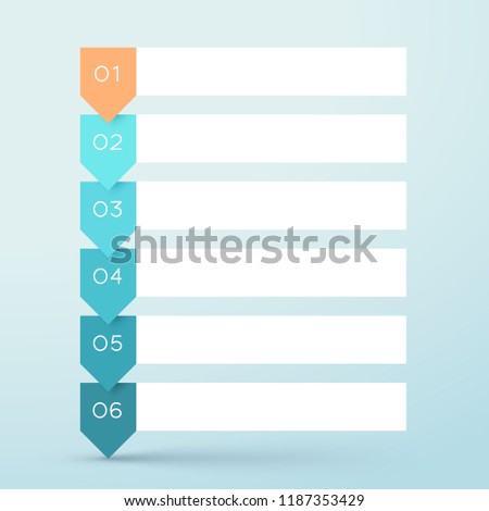 6 Step Arrow List White Banners Infographic Diagram
