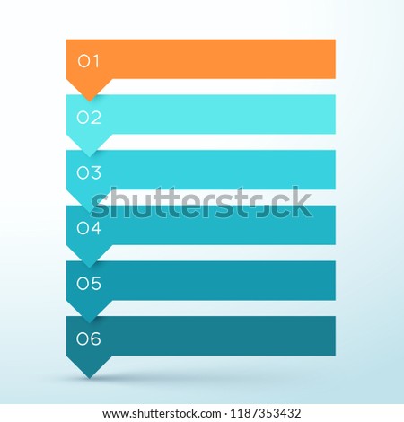 6 Step Arrow List Colorful Banners Infographic Diagram