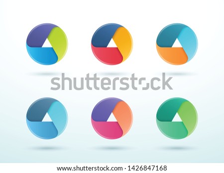 3 Point Circle Divided Sections Cycle Diagram Set