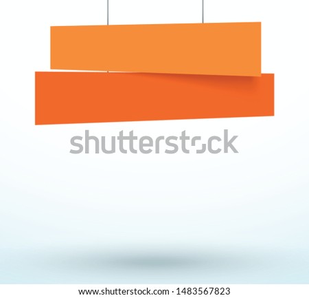 Hanging Title Ribbon 2 Line Overlapping Banner