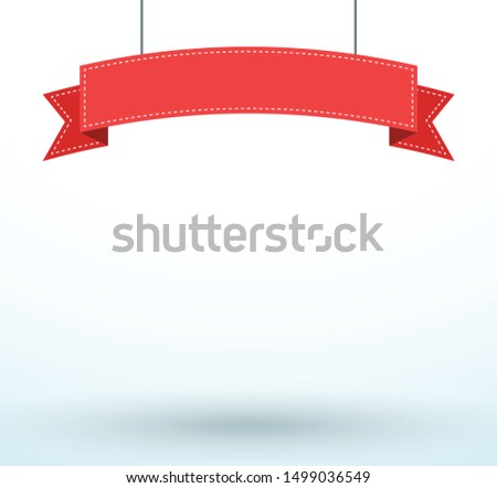 Hanging Title Ribbon 1 Line Flat Curved Banner