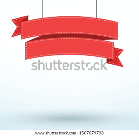 Hanging Title Ribbon 2 Line Flat Curved Banner