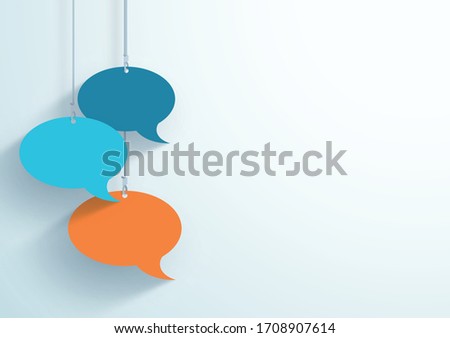 Speech Bubbles Hanging On Strings Flat Color Vector