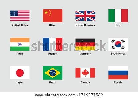 World Flags Official Proportions Flat Vector Set