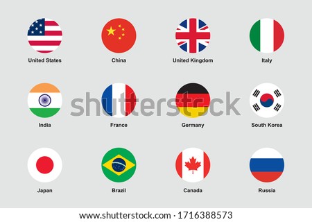 World Flags Round Flat Circle Icons Vector Set