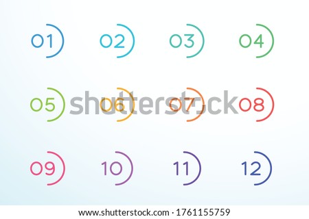 Number Bullet Point Round Outline Set 1 to 12