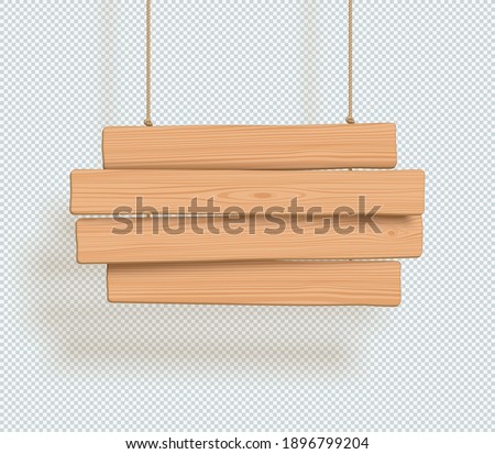 Wooden Sign 4 Line Title Banner Plain 3d Hanging From Rope