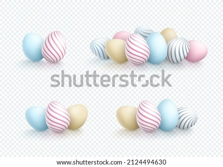 Easter Egg Pile Vector Elements Colorful 3d Isolated Sets