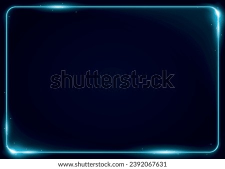 Neon Blue Light Line Border Frame Glowing Template