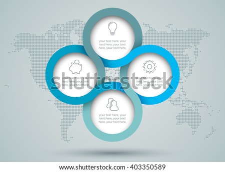 Infographic Circle Diagram With Dots World Map Back Drop