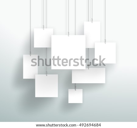 Vector 3d Blank White Square Boxes Hanging Design Stock foto © 