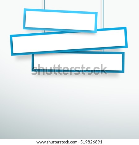Vector 3d Blank Blue 3 Line Wonky Hanging Banners