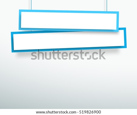 Vector 3d Blank Blue 2 Line Wonky Hanging Banners