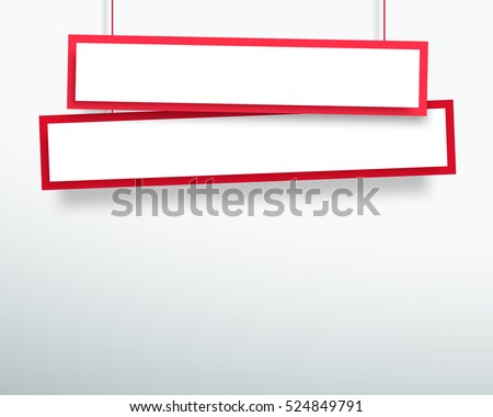 Vector 3d Blank Red 2 Line Wonky Hanging Banners