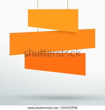 Infographic 3 Orange Title Boxes Hanging 3d Vector