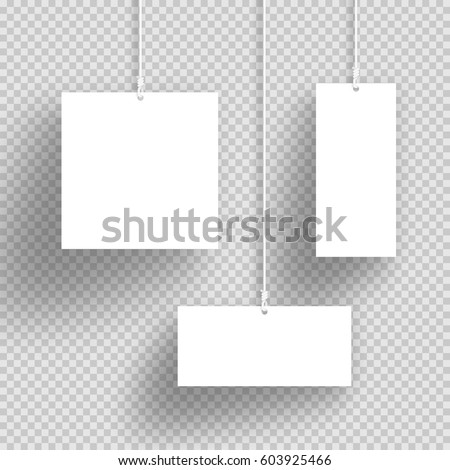 Vector 3d White Hanging Frames With Transparent Shadows