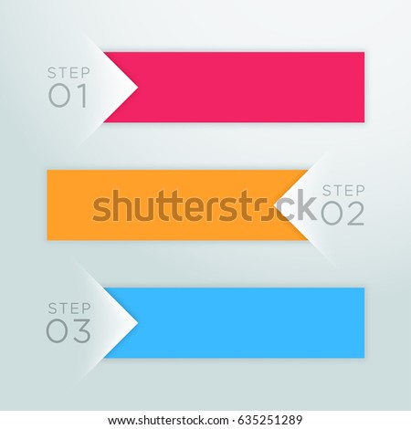 Infographic Vector Arrow Point Steps 1 to 3 Template C