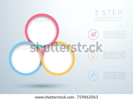 Infographic Colourful 3 Step Interweaving Circle Diagram