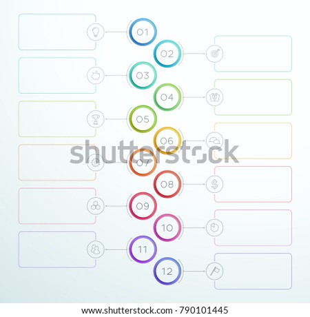 Infographic Number Circle Rings 1 to 12 Vector