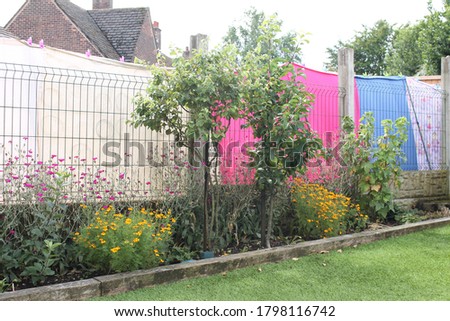 Image, Stock Photo Improvised privacy screen on a corner balcony