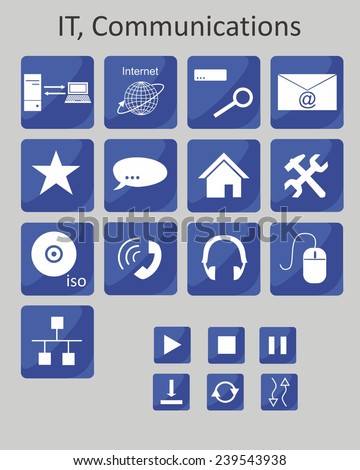 Icons dedicated to information technology and communication.