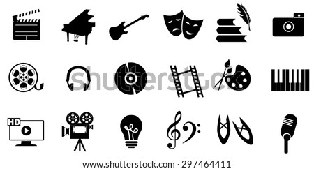 
set of icons dedicated to arts: painting, music, literature, ballet, theater and cinema.
