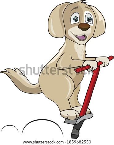 dog jumping on a pogo stick. vector illustration