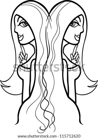 Illustration Of Beautiful Twins Women Cartoon Characters Or Gemini ...