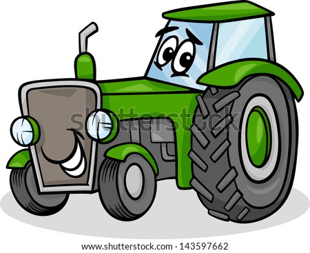 Cartoon Vector Illustration Of Funny Farm Tractor Vehicle Comic Mascot ...