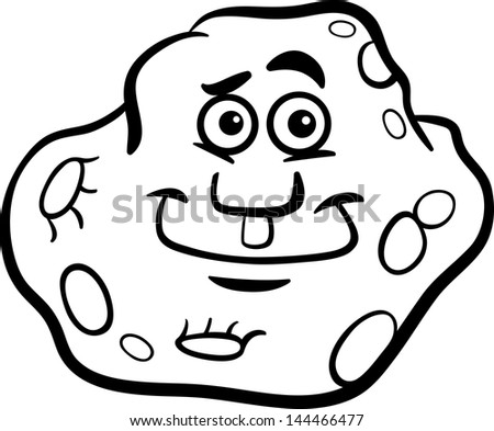 Black And White Cartoon Illustration Of Funny Asteroid Or Planetoid ...