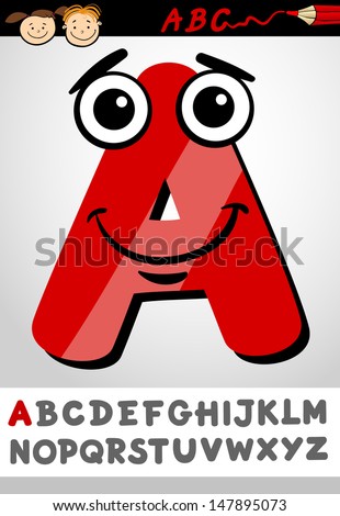 Cartoon Vector Illustration Of Cute Capital Letter A From Alphabet For ...