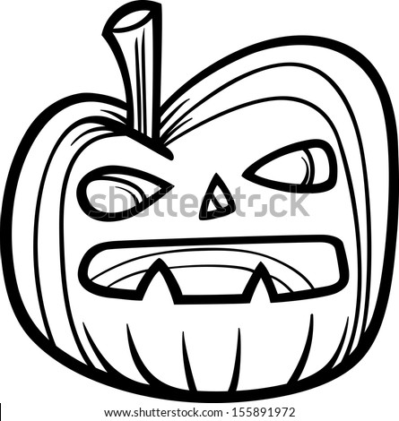 Black And White Cartoon Illustration Of Spooky Halloween Pumpkin Clip ...