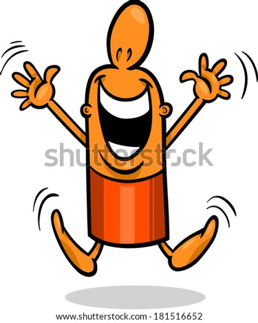 Cartoon Vector Illustration of Happy or Excited Funny Guy Character