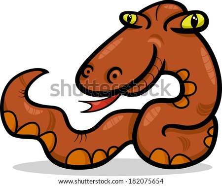 Cartoon Vector Illustration of Funny Snake Reptile Animal