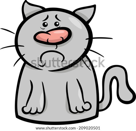 Cartoon Vector Illustration of Funny Cat Expressing Sadness Emotion