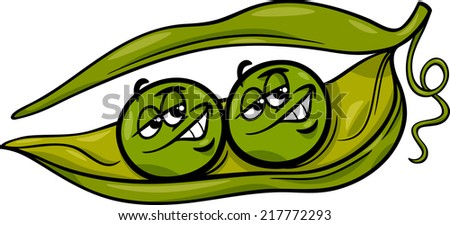 Cartoon Vector Humor Concept Illustration of Like Two Peas in a Pod Saying or Proverb