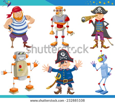 Cartoon Vector Illustrations Set of Fairytale or Fantasy Characters