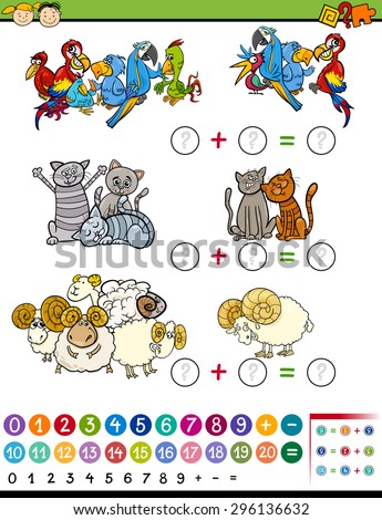Cartoon Vector Illustration of Education Mathematical Game of Counting Animals for Preschool Children
