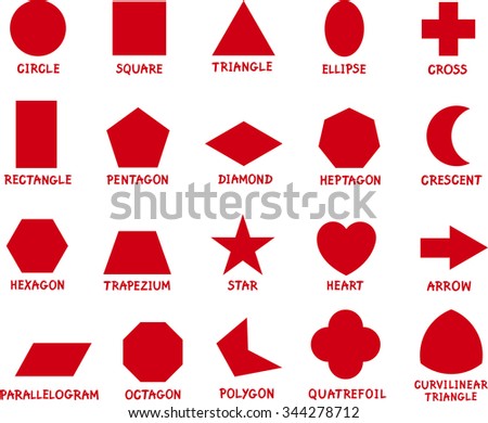 Cartoon Vector Illustration of Educational Basic Geometric Shapes Characters with Captions for Preschool or Primary School Children